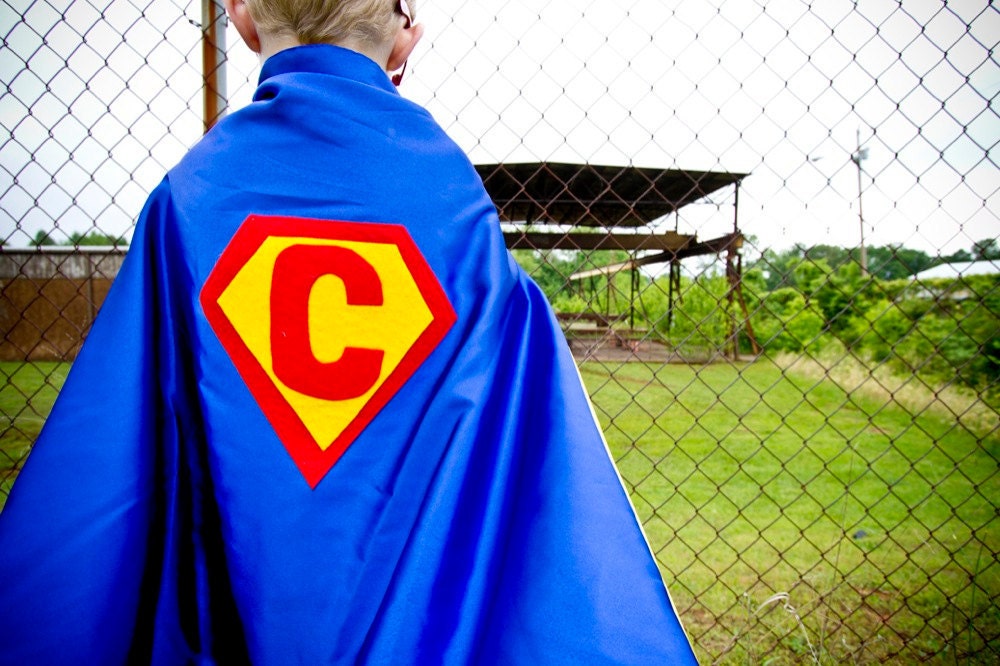 Superman Cape for Kids PERSONALIZED Christmas or Chanukah Gift - Super Man Custom Letter for Boys/Girls