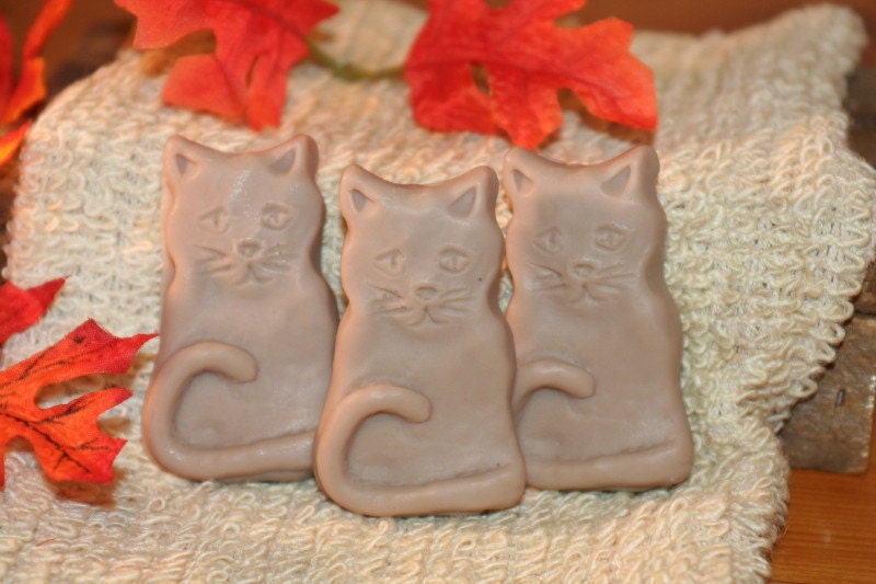 Primitive Kitty Sculpted Soaps HANDMADE Chocolate Goats Milk Soap