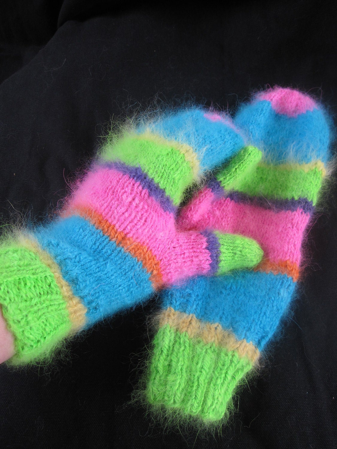 Neon Angora Mittens