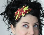 PEW PEW Comic Headband, Cartoon Inspired Headband, Yellow & Red