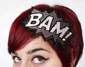 BAM Headband, Comic Inspired, Grey & white - JanineBasil