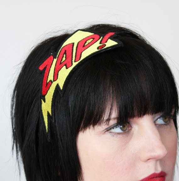 ZAP Embroidered Comic Headband Yellow and Red