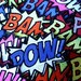 Bam comic headband blue and yellow embroidered