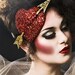 Burlesque Heart Fascinator in ruby red and gold glitter, Cupids Heart