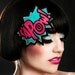 Comic kapow embroidered headband turquoise and hot pink