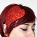 Valentine Heart Fascinator, Burlesque, Red Glitter