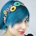 Bright Colors Headband, Pop Art Circles, Pink, Yellow, Red, Blue, Adult Headband