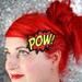 POW Hair Clip, Comic Book Hair Barrette, Red and Yellow -