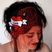 Bridal Fascinator, Retro Tattoo Styled with Veiling, Personalized -