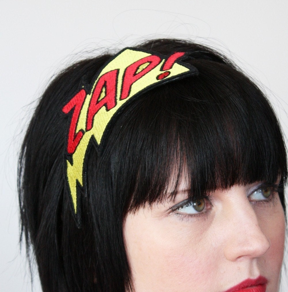 ZAP Embroidered Comic Headband Yellow and Red