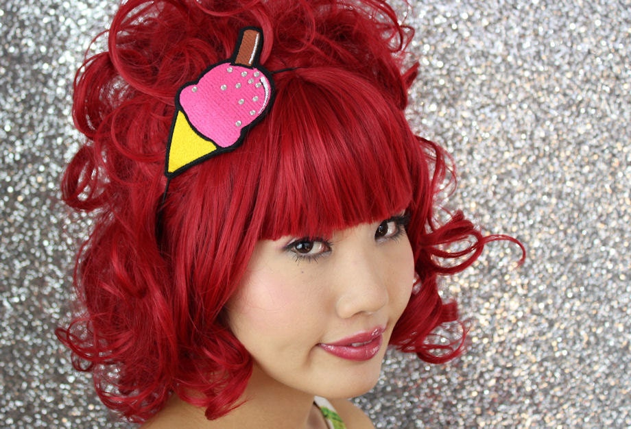 Ice Cream Headband, Hot pink with crystal rhinestone sprinkles