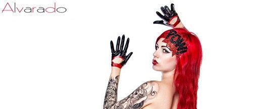 POW Fascinator in Red and Black Glitter