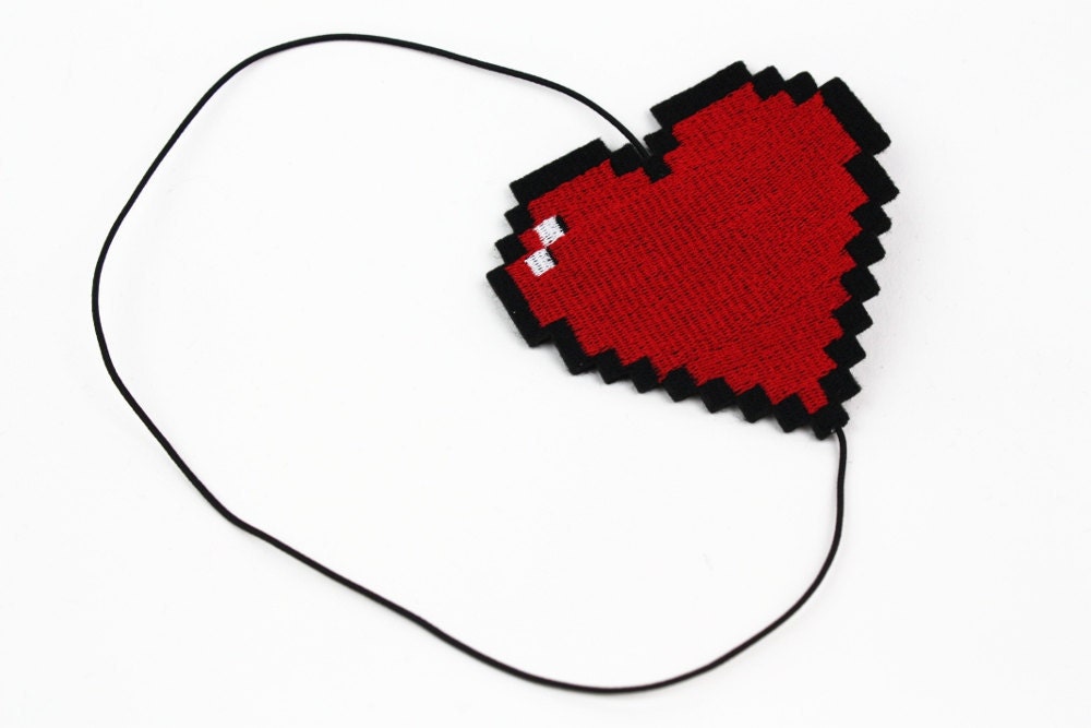 Pixelated Heart Headband, Retro Gaming Inspired