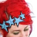 Blue Stars Headband, Glitter, Aqua Blue & Black