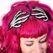 Skeleton Hands Headband, Women, Wired Hair Band, Grey and White embroidered