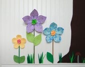 wall flowers. flower garden. custom wall decals. fabric wall flowers. girls room decor. fabric wall decals
