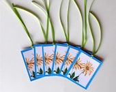 Sunflower Gift Tags on Blue Card Stock - Set of 6