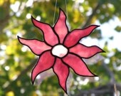Stained Glass Suncatcher, Pink Sunflower, Pink Daisy