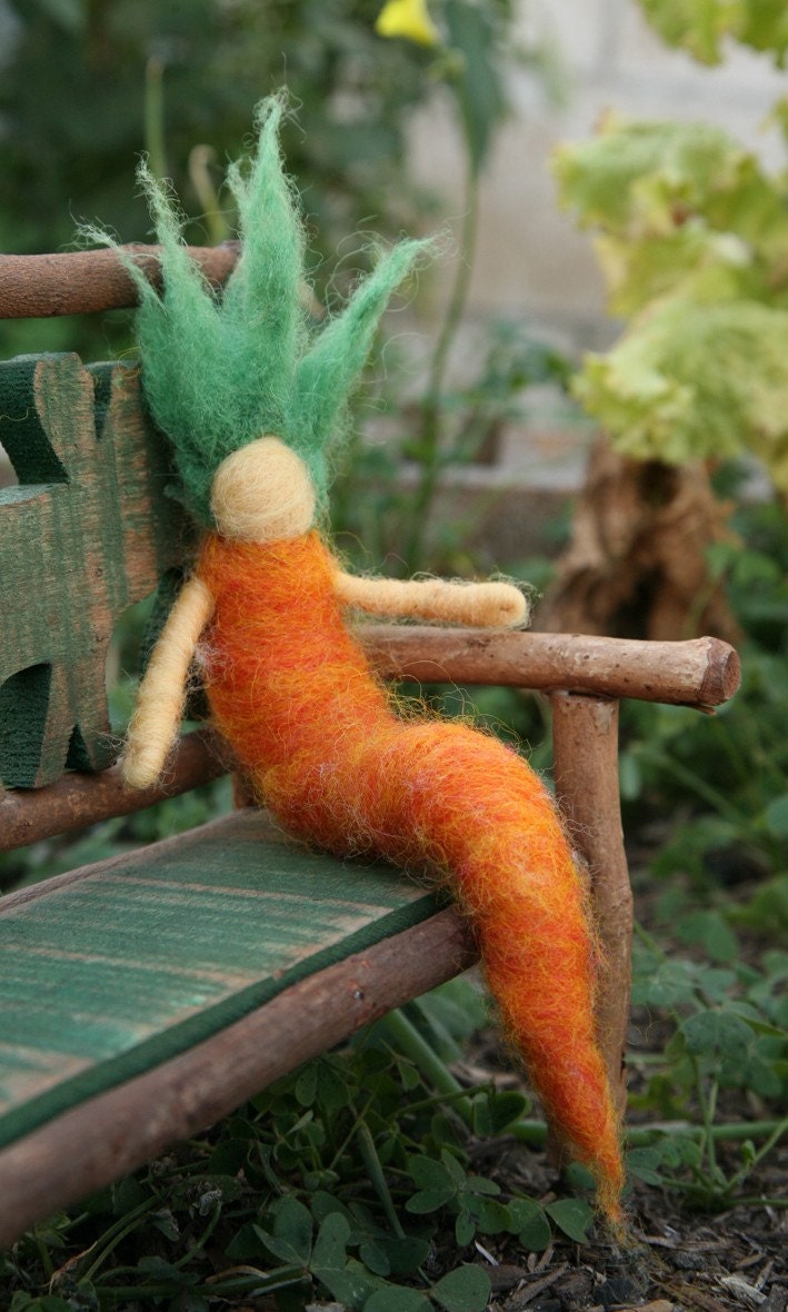 Needle Felted Lady Carrot, Original design by Borbala Arvai