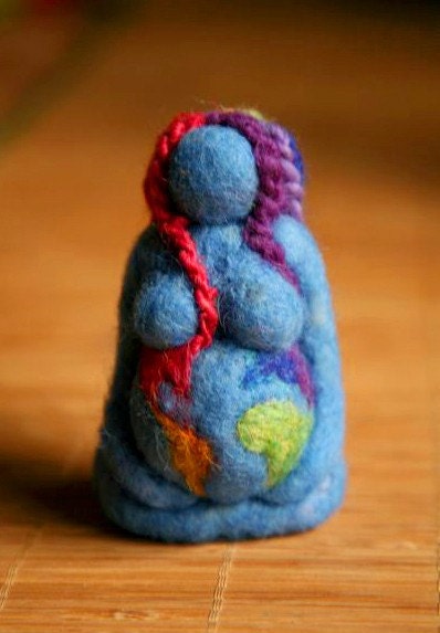 Needle Felted Mother Earth - RAINBOW colors - diversity, fertility, love - Original design by Borbala Arvai, READY to ship