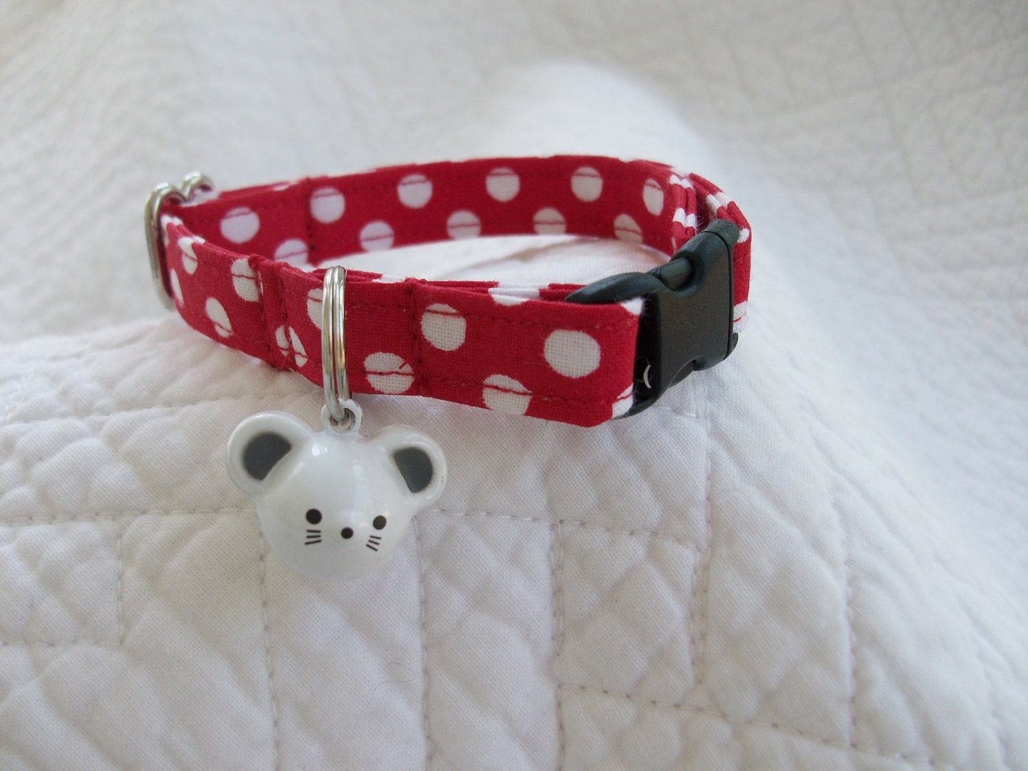 Mouse Polka Dot   Cat  Collar Breakaway Collar Custom Made