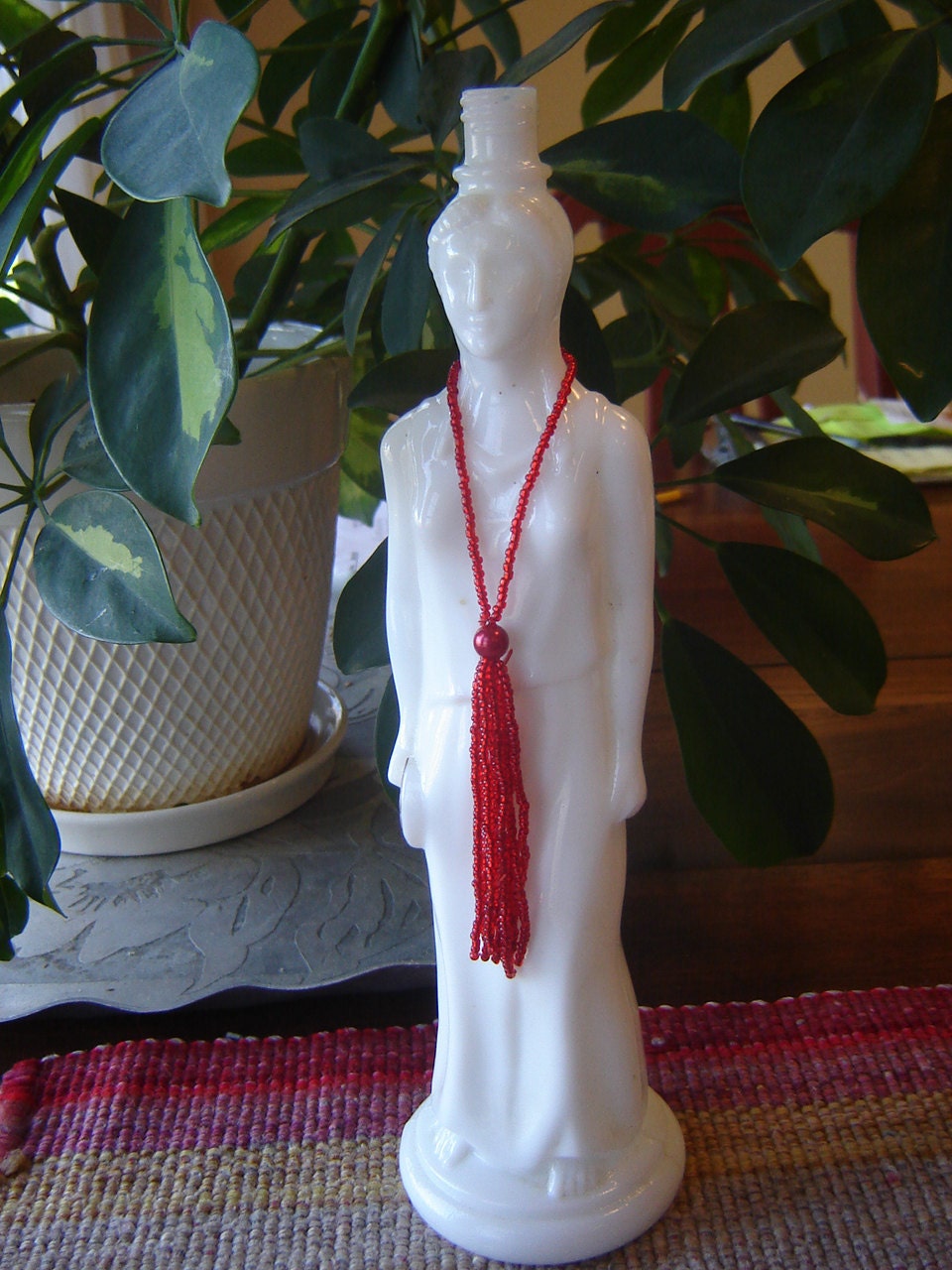 Milk Glass Bottle AVON GODDESS Vintage 1970s