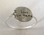 Your Child's Actual Writing Silver Message Bracelet -Tension Bracelet - Made to Order