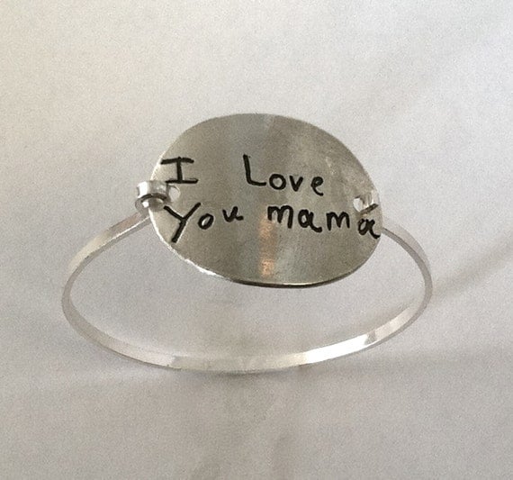Your Child's Actual Writing Silver Message Bracelet -Tension Bracelet - Made to Order