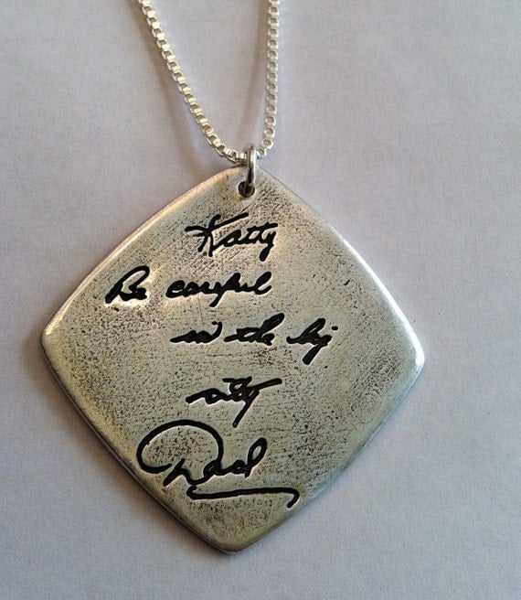 Memorial Jewelry Your Actual Loved Ones Writing Silver Pendant - Doublesided