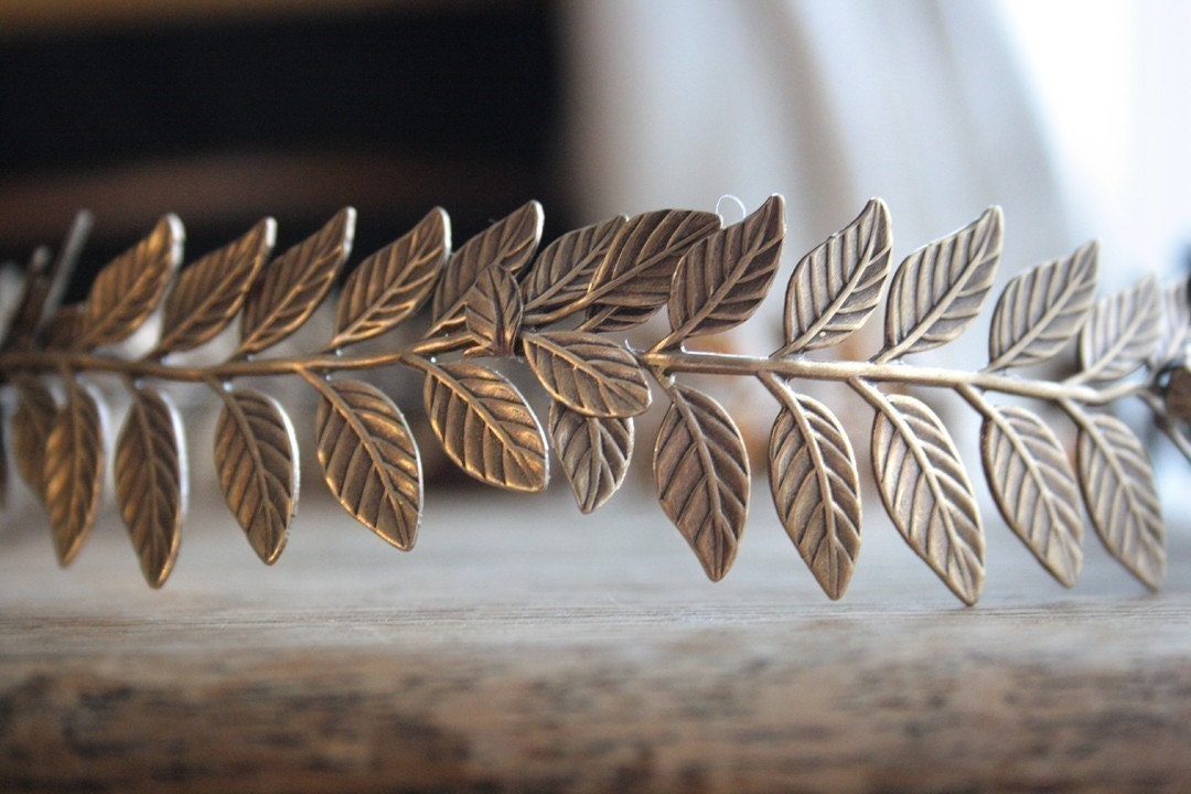 ATHENA Grecian Leaf Headpiece in Antique Brass