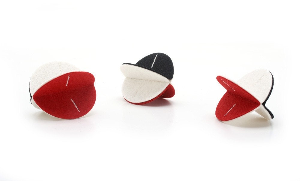 Felt Rollers Cat Toys - Set of three (Black, White and Red)