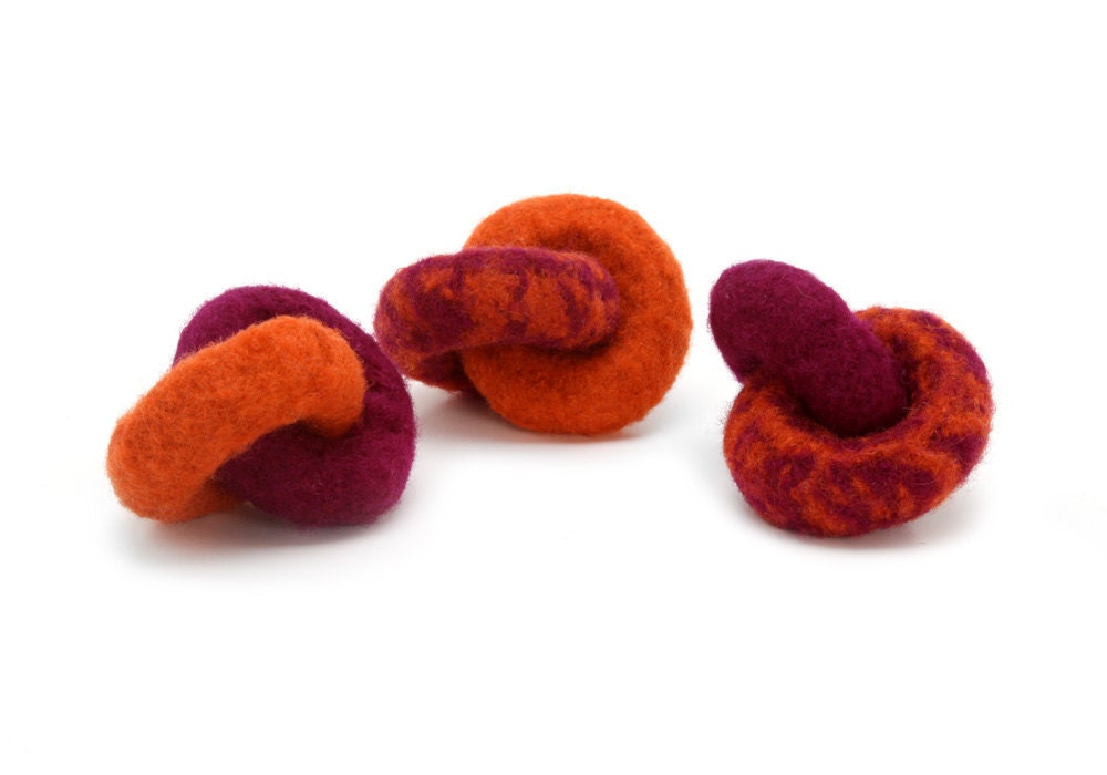 Lynks Felted Wool Cat Toys - Set of 3 (Orange-Raspberry)