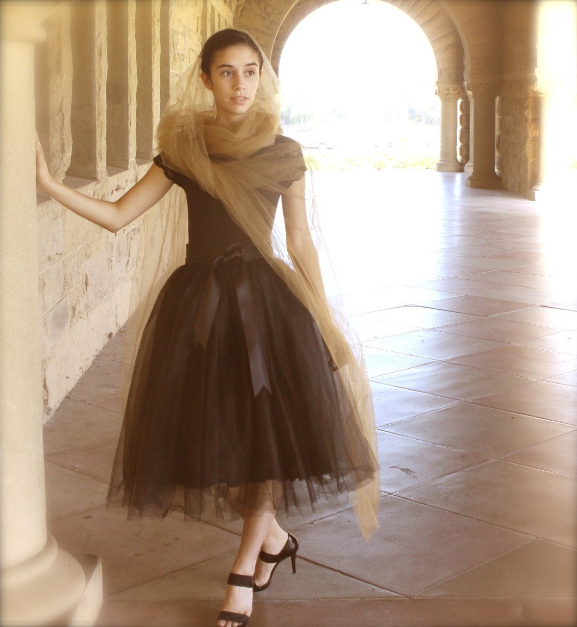 Black tutu skirt for women-- lined with black satin and a black satin ribbon waist. Drama Chic.