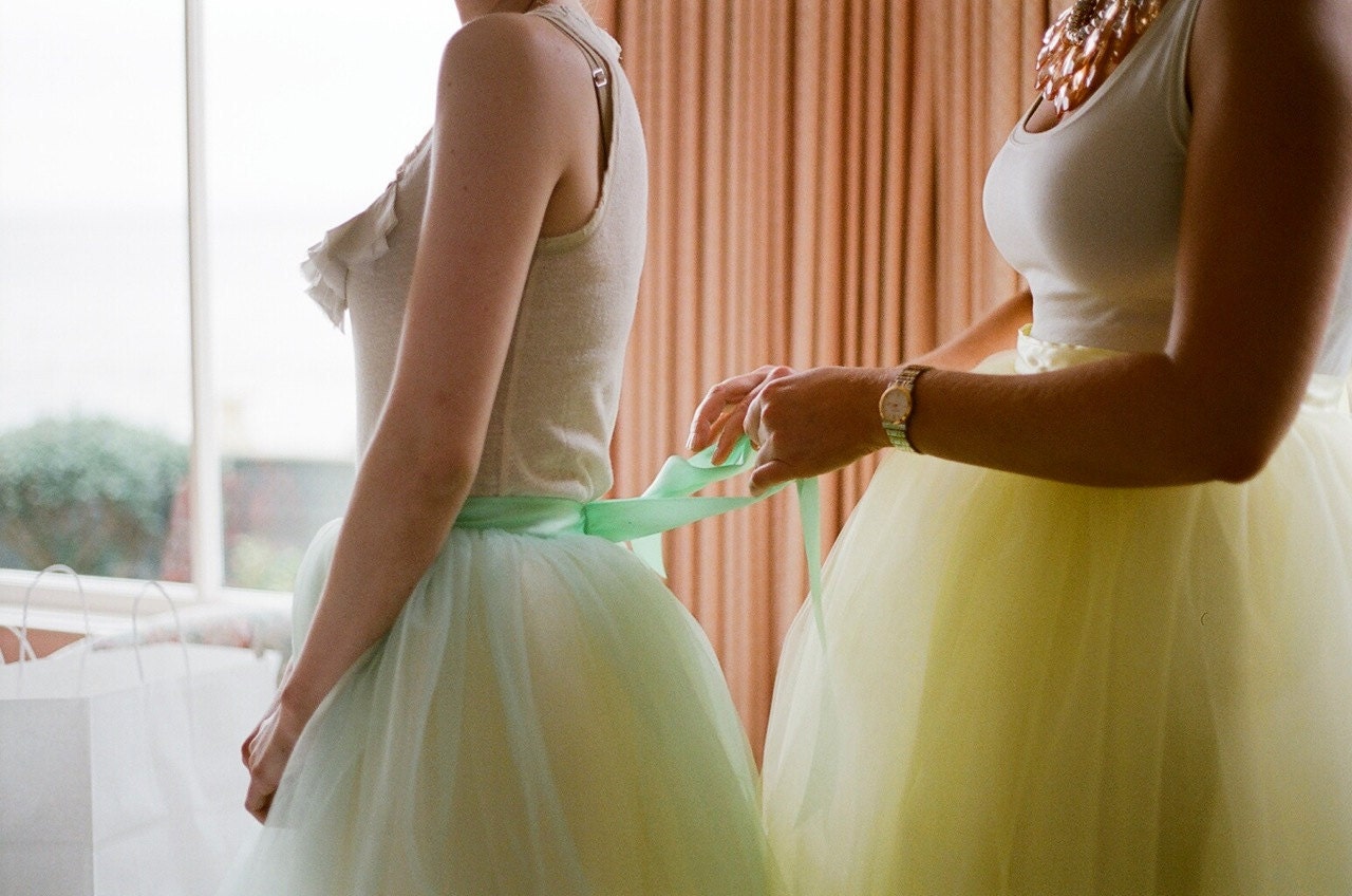 Women's tulle skirt.  Mint or yellow lined tea length tutu skirt. Carrie Bradshaw mint green tutu