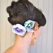 Pastel spring flower hair clips in lavenders and robin's egg blue  with matching centers