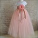 Princess Flower Girl Tutu in vintage pink with toffee ribbon. Reserved for Marina.