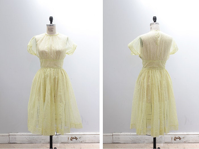 Sheer Yellow 50s Dress - XL
