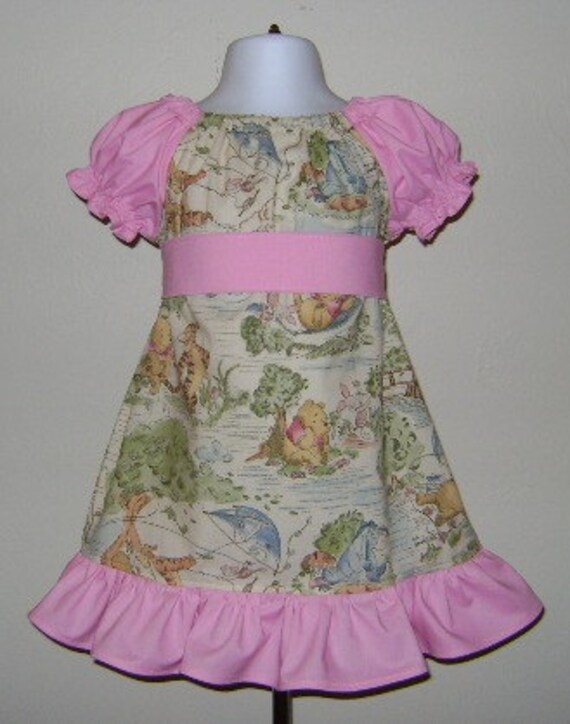 Winnie the Pooh Custom Boutique Classic Ruffle Peasant Dress 9 mo 12 mo 18 month 2T 3T 4T 5T 6yr 7yr