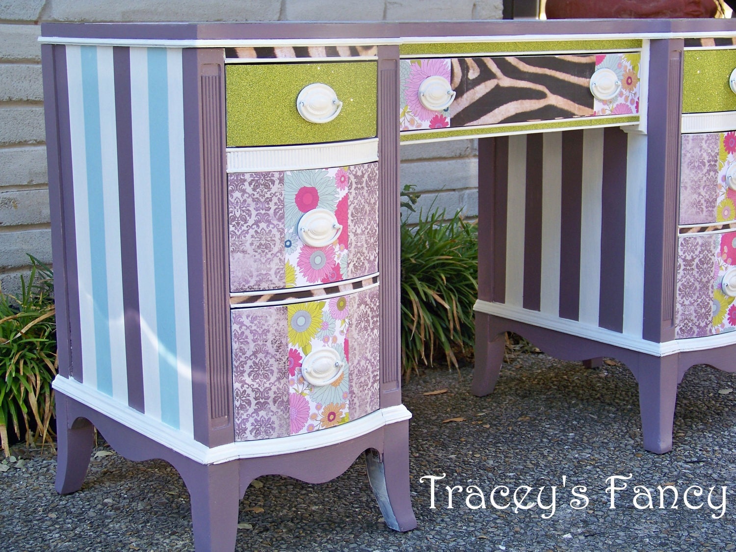 Custom Painted Pedestal Desk - MADE TO ORDER