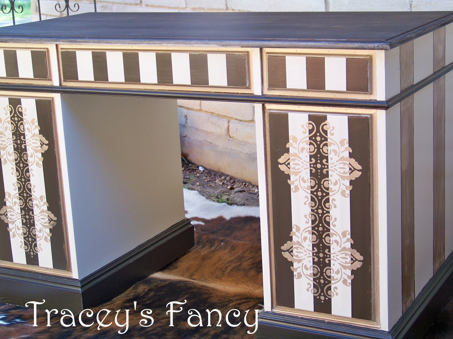 Custom Painted Pedestal Desk - MADE TO ORDER