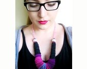 Ombre Felt Statement Necklace - Found a pearl No3, in purple, hot pink, lilac, black, oversized pearls, antiqued brass