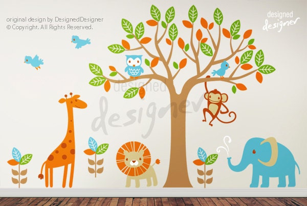 Children Wall Decal Wall Sticker -Safari Tree Wall Decal - dd1040