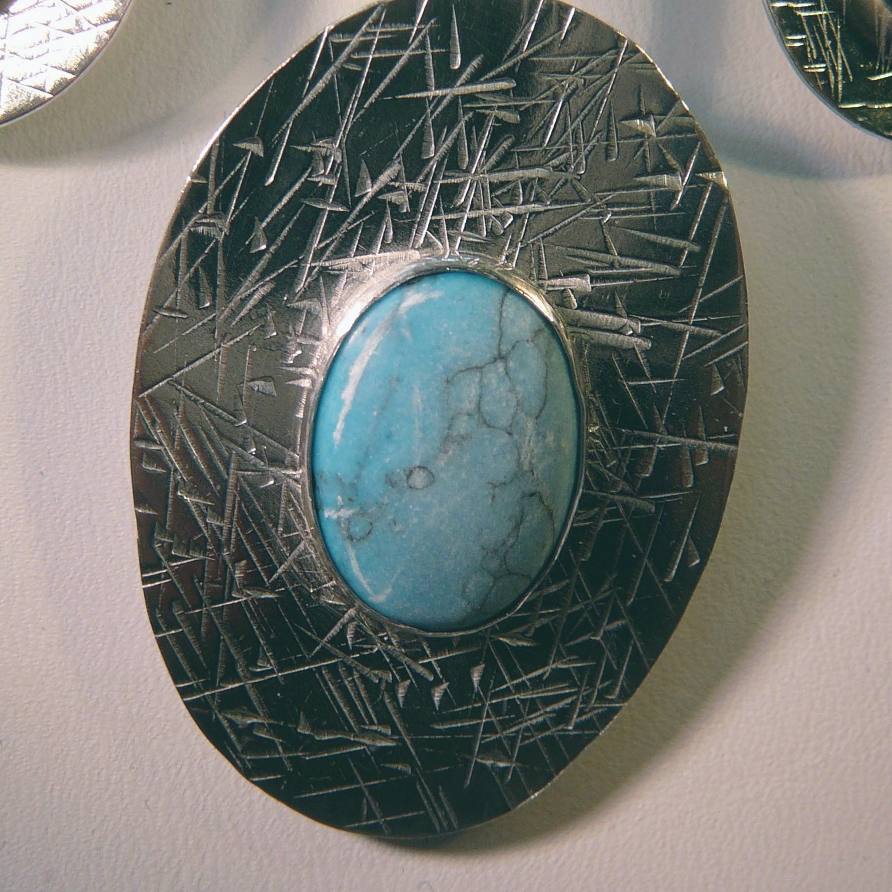 Silver necklace with turquoise, howlite and tiger eye