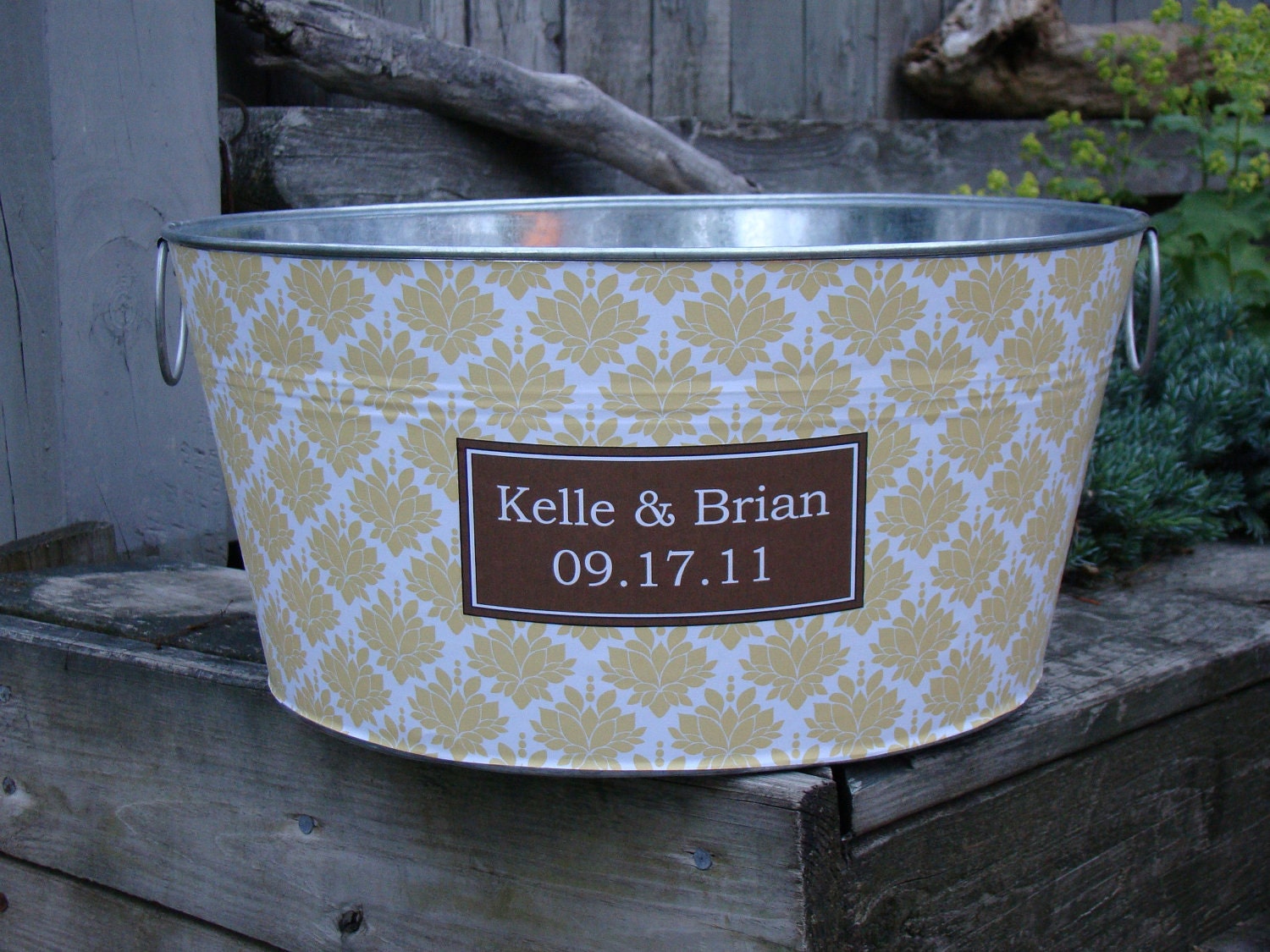 Design Your Own Personalized Party Tub- round galvanized Willow toybin