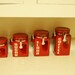 Ceramic Kitchen Canister set Red Coffee Tea Sugar Flour Jars Cans Retro