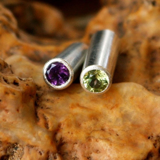 Amethyst and Peridot 6 Gauge Two-Sided Reversible Plugs