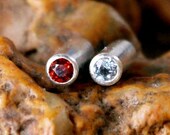Sky Blue Topaz and Garnet 8 Gauge Two-Sided Reversible Plugs