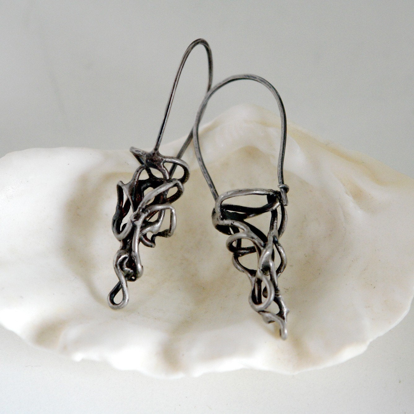 Chaos Cone Dangle with Clasp / rustic / textured / clasp / gesture drawing