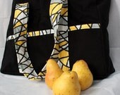 Sale  The Audrey Tote in Black, Yellow, White and Gray by Nstarstudio