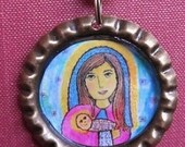 Virgin Mary and Baby Jesus pendant necklace